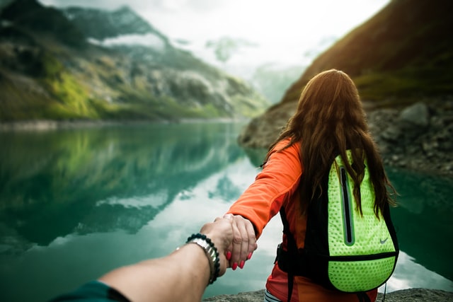 couple walking nature Home